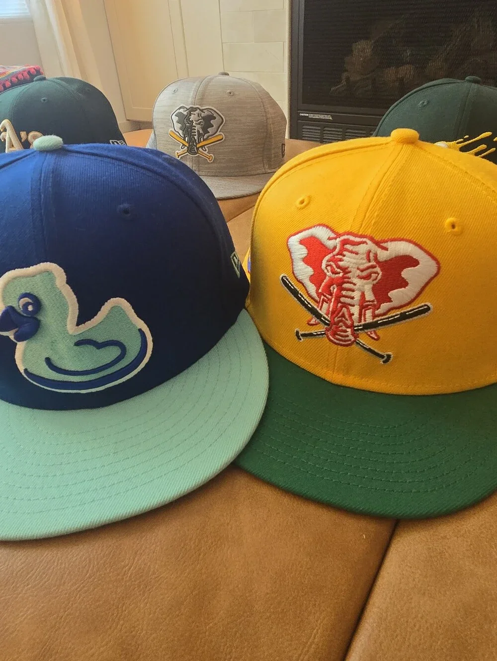 Lot Of 9 New Era 5950 MLB MiLB Baseball Hats Oakland Athletics Size 7.5